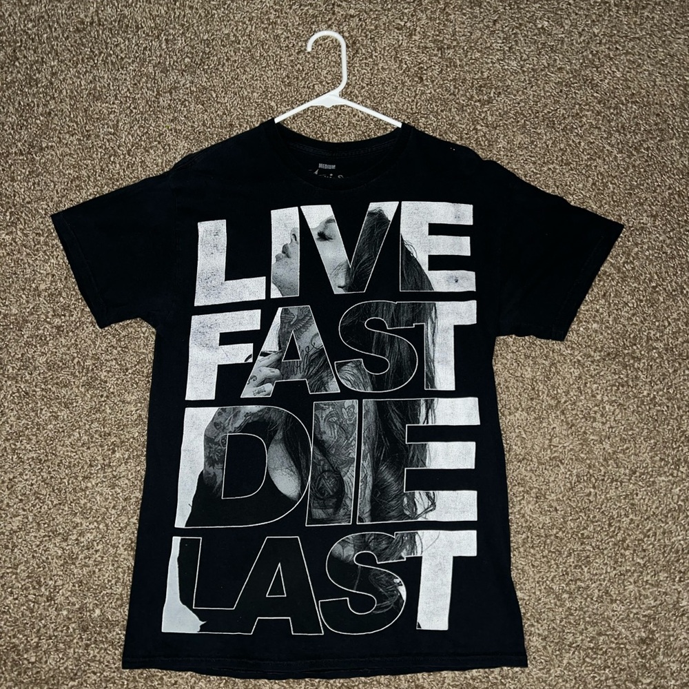 Notorious Live Fast Die Last Woman Model Vintage OG Black Grey White T Shirt